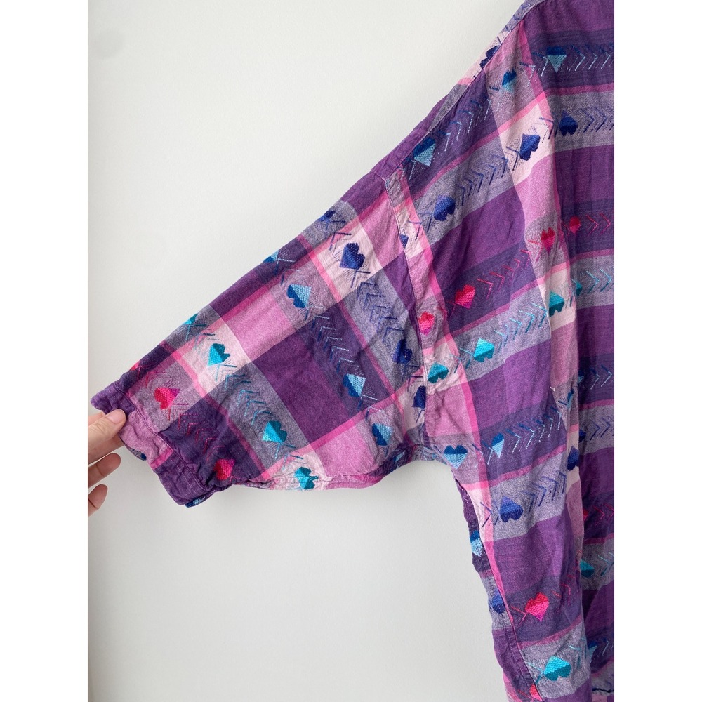 Vintage Capistrano Heart Plaid Button Up Shirt 20/22 Purple 90s Retro Valentines - Picture 3 of 9
